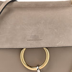 Suede Calfskin Small Faye Top Handle Bag Motty Grey