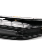 Lambskin Quilted Pearl Crush Flap With Chain Black
