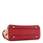 Grainy Calfskin House Check Small Banner Tote Red