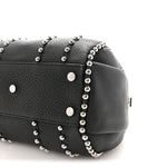 Calfskin Studded Rockie Matte Black Rhodium Hardware