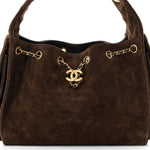 Suede Quilted Small Chanel 25 Handbag Dark Brown