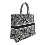 Canvas Embroidered Large Plan De Paris Book Tote Black White