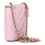 Caviar Quilted Small Vertical Coco Beauty Vanity Case With Chain Light Pink