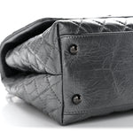 Metallic Aged Calfskin Quilted Small Coco Handle Flap Charcoal