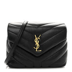 Calfskin Y Quilted Monogram Toy Loulou Crossbody Bag Black