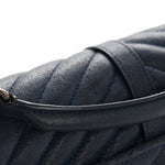 Sheepskin Matelasse Chevron Monogram Medium College Bag Navy