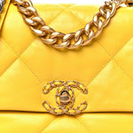 Shiny Goatskin Quilted Medium Chanel 19 Flap Yellow