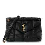 Lambskin Quilted Medium Loulou Puffer Monogram Chain Satchel Black