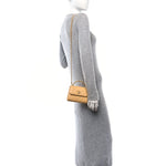 Lambskin Quilted Pearl Top Handle Flap With Chain Beige