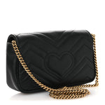 Calfskin Matelasse Super Mini GG Marmont Shoulder Bag Black