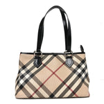 Metallic Calfskin Nova Check Small Nickie Tote Black