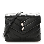 Calfskin Y Quilted Monogram Toy Loulou Crossbody Bag Black