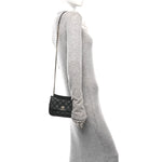 Calfskin Quilted Top Handle Flap Black