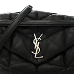 Lambskin Quilted Medium Loulou Puffer Monogram Chain Satchel Black