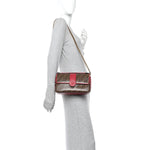 Vitello Grace Glazed Fabric FF 1974 Double F Shoulder Bag Fragola Mogano Panna