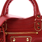 Chevre Gold Metallic Edge Hardware Mini City Rouge Groseille
