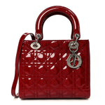 Patent Cannage Medium Lady Dior Red