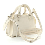 Semi Shiny Calfskin Crocodile Embossed Neo Classic Silver Hardware Nano City Crossbody White