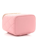 Caviar Quilted Mini Vanity Case With Chain Pink