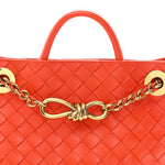 Nappa Intrecciato Small Andiamo With Chain Shoulder Bag Orange