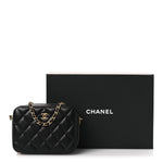 Lambskin Quilted CC Pearl Crush Camera Case Black