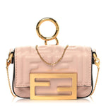 Nappa Matisse FF Embossed Nano Maxi Buckle Baguette Charm Rosa Quarzo