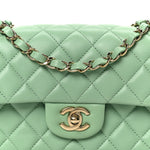 Lambskin Quilted Mini Rectangular Flap Green