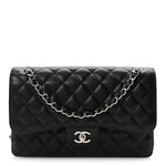 Caviar Quilted Jumbo Double Flap Black