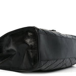 Crinkled Calfskin Matelasse Monogram Medium Niki Shopper Tote Black