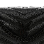 Grain De Poudre Matelasse Chevron Monogram Monochrome Chain Wallet Black