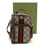 GG Supreme Monogram Web Mini Ophidia Double Zip Messenger Bag Beige New Acero