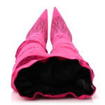 Lace Jersey Pantaleggings Pointed Toe Knife Thigh High Boots 39 Black Pink