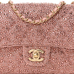 Lambskin Crystal Diamante Small Flap Light Pink