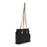Nylon Tessuto Impuntu Quilted Flap Shoulder Bag Black