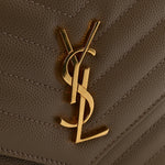 Grain De Poudre Matelasse Chevron Monogram Envelope Chain Wallet Dark Beige