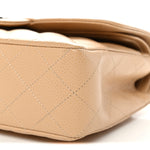 Caviar Quilted Small Double Flap Beige