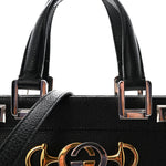 Grainy Calfskin Small Zumi Top Handle Bag Black