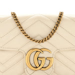 Calfskin Matelasse Super Mini GG Marmont Shoulder Bag White
