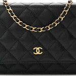 Caviar Quilted Wallet on Chain WOC Black