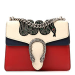 Calfskin Crystal Snake Embroidered Mini Dionysus Shoulder Bag Mystic White Hibiscus Red Blue Agata