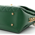Calfskin Quilted Chain Flap Green