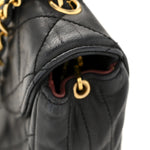 Lambskin Quilted Half Moon Flap Black
