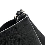 Caviar Stitched Large Lady Coco Shopping Tote Black