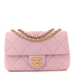 Lambskin Quilted Pearl Small Flap Light Purple