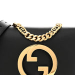 Roxy Calfskin Blondie Chain Shoulder Flap Bag Black