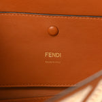 Vitello Seta FF Ajour Embroidered Baguette Brandy
