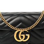 Calfskin Matelasse Super Mini GG Marmont Shoulder Bag Black