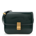 Spazzolato Calfskin Classic Box Medium Flap Bag Dark Green