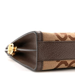 Monogram Jumbo GG Textured Dollar Calfskin Web Small Ophidia Chain Shoulder Bag Camel Ebony New Acero