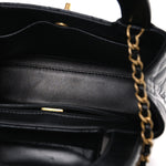 Shiny Aged Calfskin Quilted Nano Kelly Shopper Black